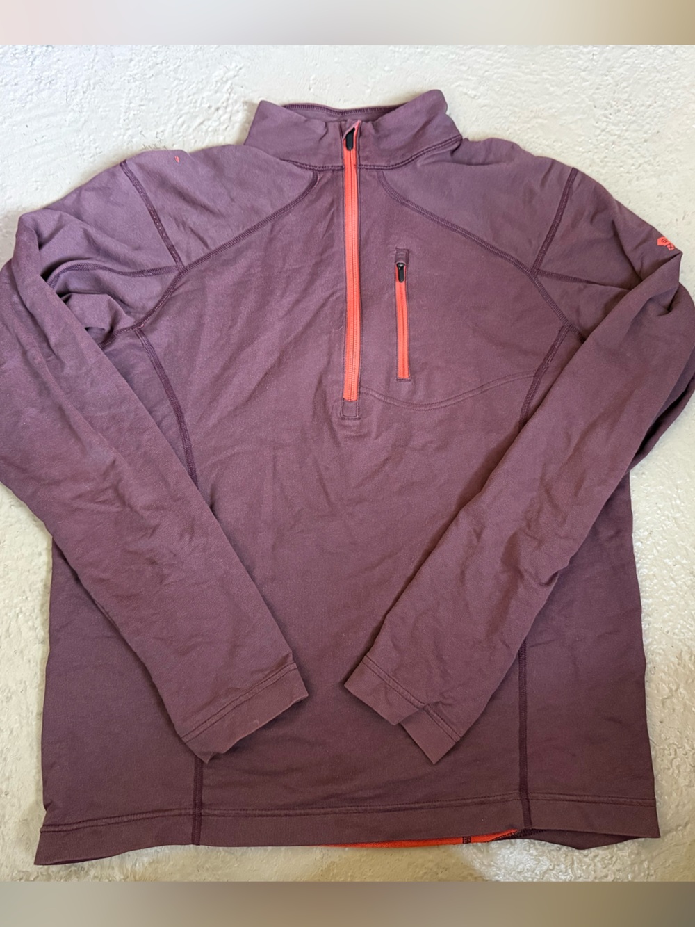 Mountain Hardwear Men's Plum Turtleneck with Coral Zip Accent medium